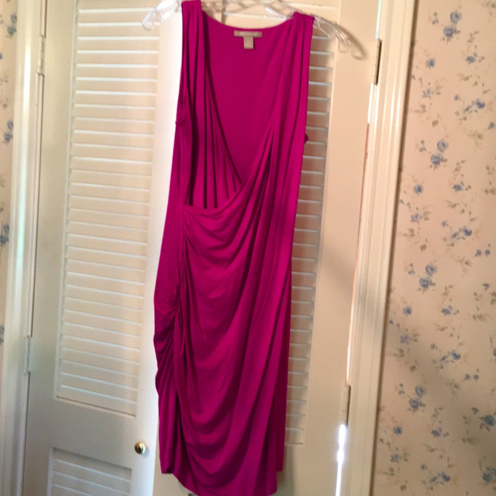 Shapely poly knit wrap dress Fuschia